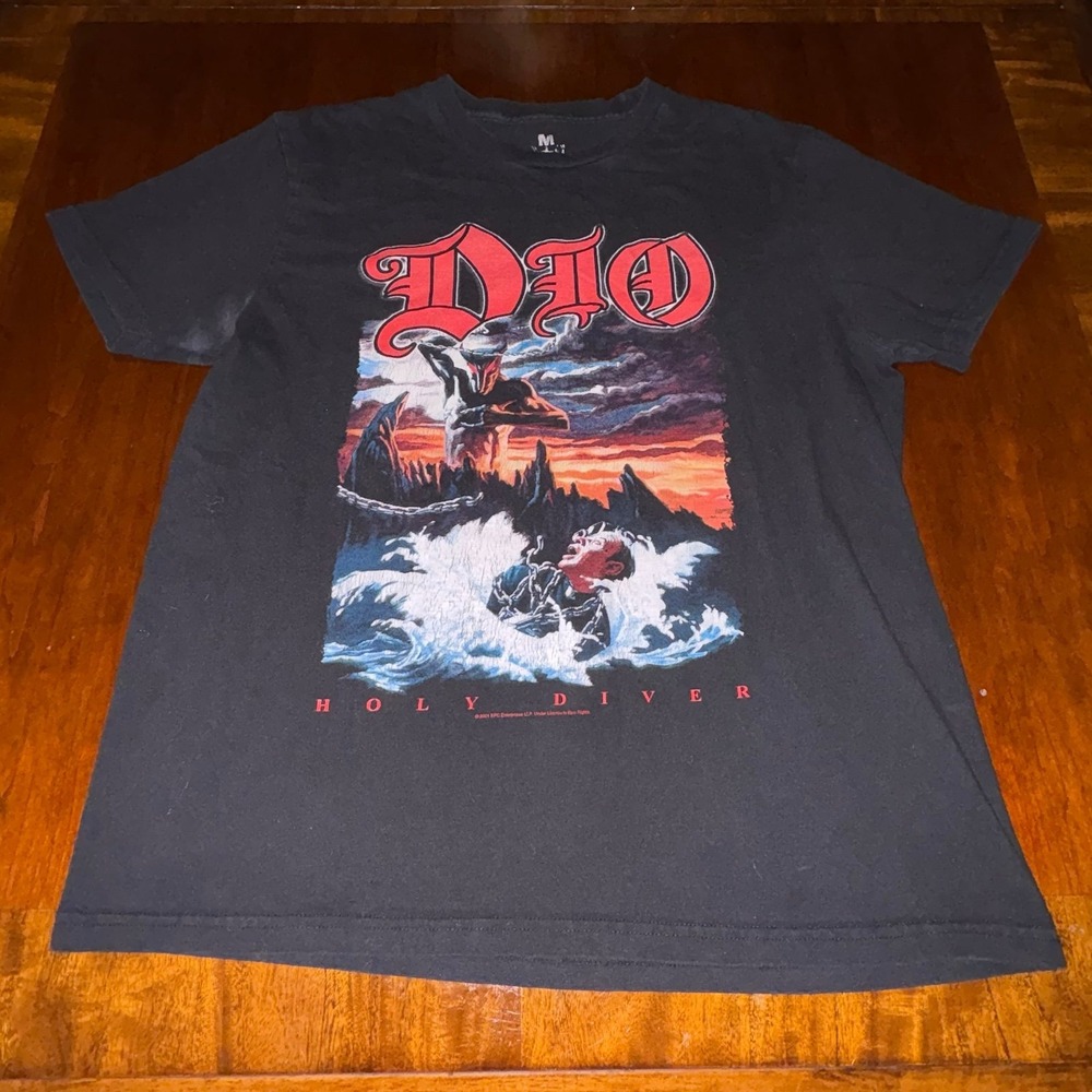 DIO Holy Diver Band Tee Black Heavy Metal Graphic Shirt Medium
